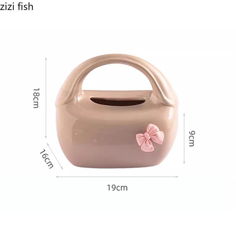 Handbag Shaped Ceramic Tissue Box Desktop Removable Tissue Box Napkin Paper Box Tissues Container Creative Storage Boxes