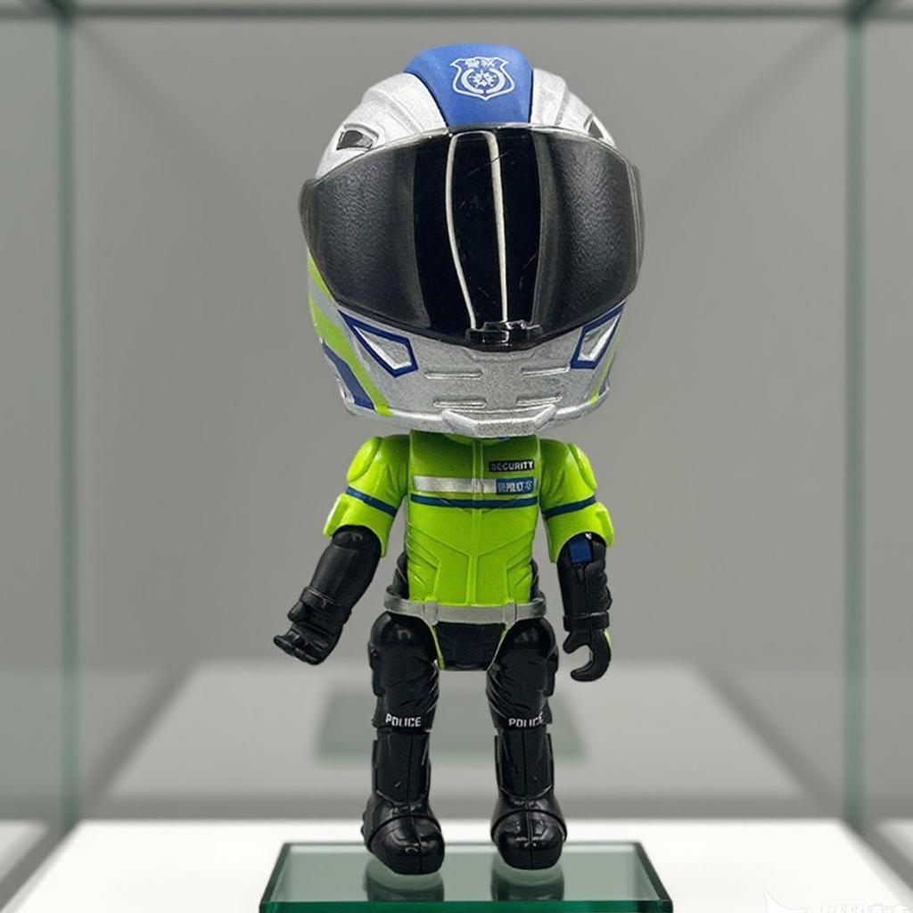 Q Version Motorcycle Helmet Motorcycle Rider Exquisite Model Deformable Toy