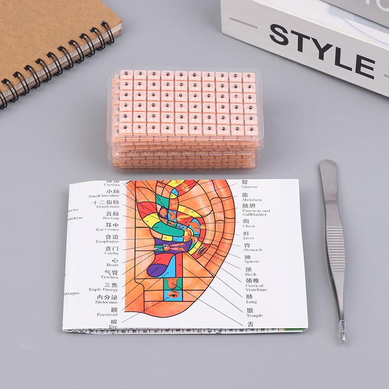 4 In 1 Set Multi-Condition Ear Seeds Acupuncture Auricular Sticker Kit 1200Pcs With Acupressure Chart Tweezer Auricular Probe