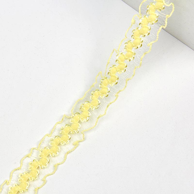 2cm Double-Sided Fish Silk Pleated Elastic Lace Trim for Neckline Decoration