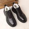 Men's Casual High-Top Leather Winter Shoes - Non-Slip, Warm, Plus Velvet, Ideal for Middle-Aged and Elderly
