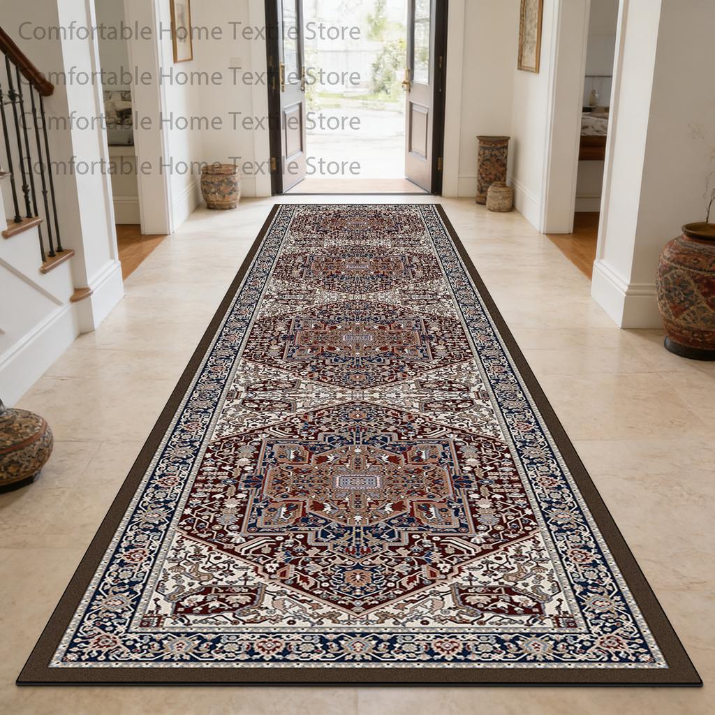 Classic Persian Style Antiskid Long Corridor Carpet Decoration Doorway Washable Soft Rug Foldable Lint-free Runner Floor Mats