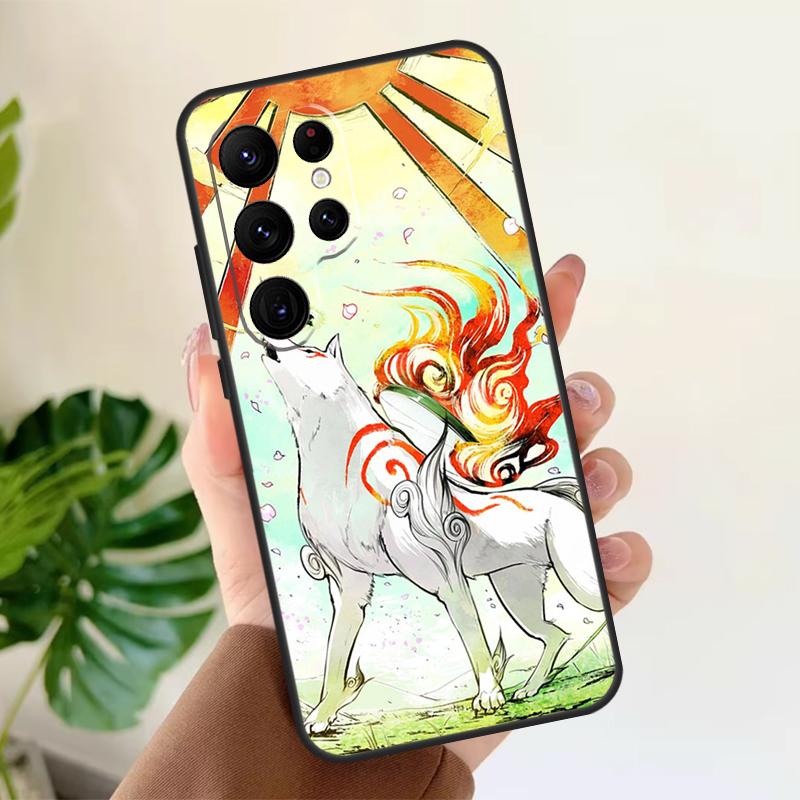 Okami Wolf Soft Case For Samsung Galaxy S24 Ultra S21 S22 S23 S25 Plus S20 FE S9 S10 S23 FE Phone Cover