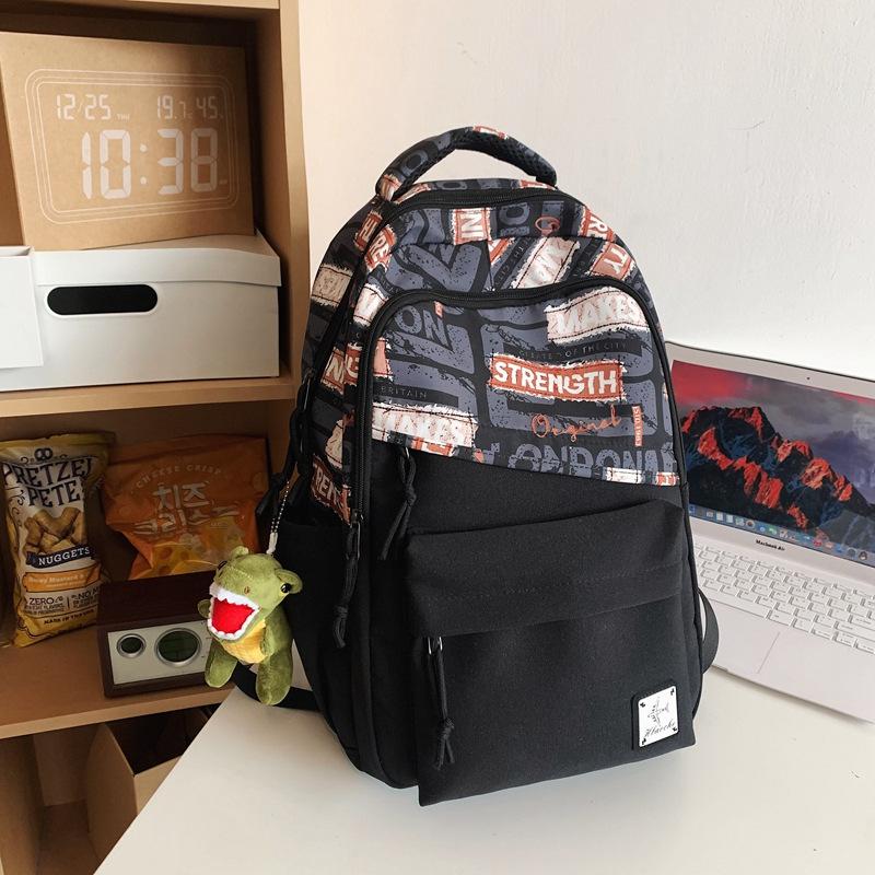 Schoolbag School Bag Male College Student Large Capacity High School Junior High School Student Versatile Tide Brand Backpack Girls Backpack ins 