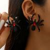 Exaggerated Black Spider Crystal Earring for Women Trendy Personality Dark Style Halloween Earrings Holiday Party Jewelry Gifts