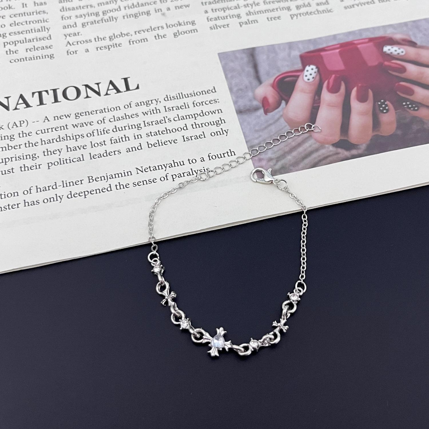 JYL TS Bracelet Ladies Cross Minimalist Design Deepens Faith & Elegance T975 темный лавы