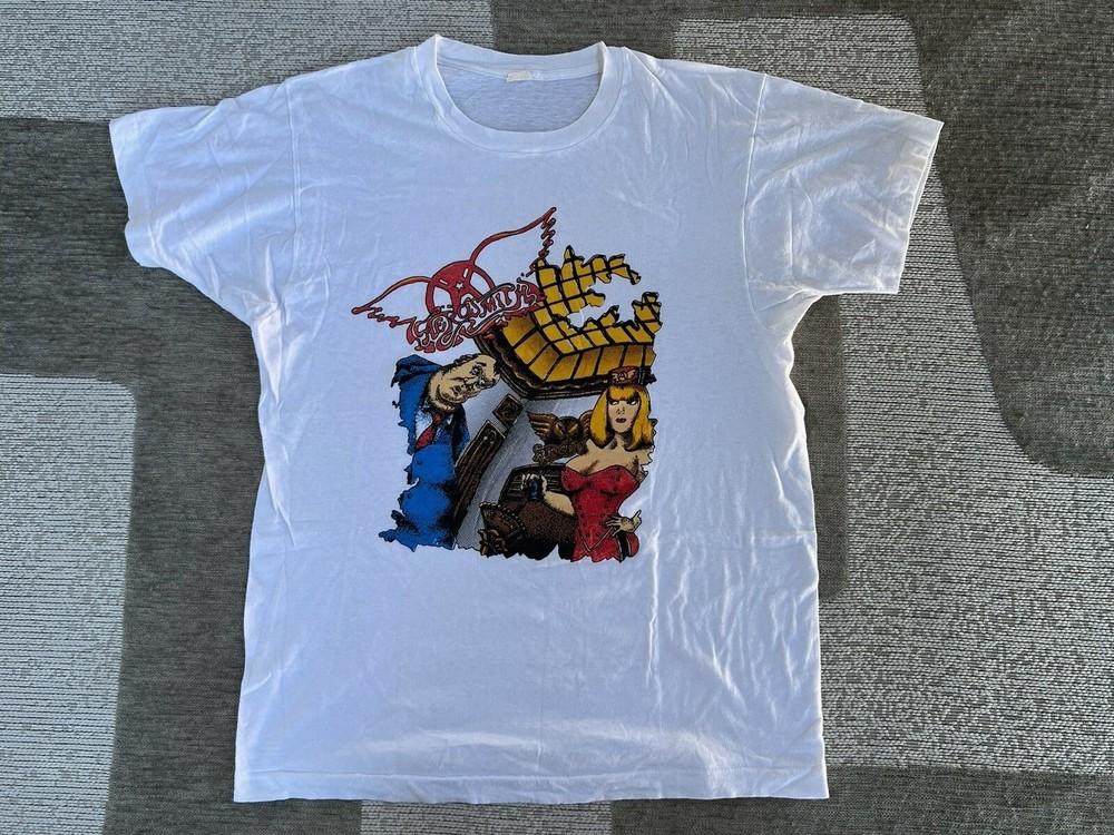 Vintage Rock Band Tee; Rare Aerosmith Concert Tour Graphic Unisex T-Shirt XL