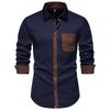 Cozy Up Herren Langarmshirt mit Dreiecksausschnitt und Tasche in Kontrastfarbe