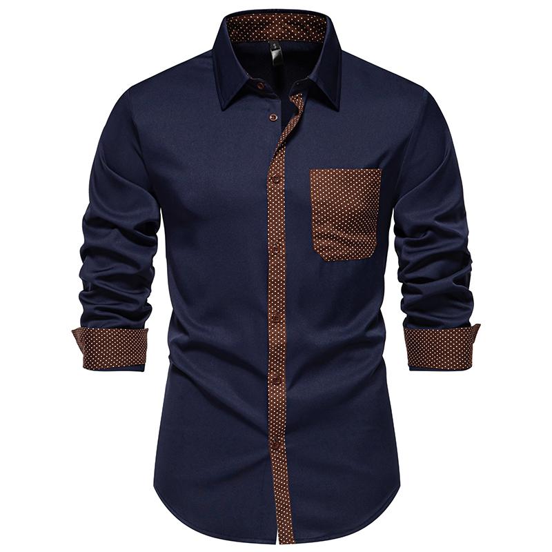 Cozy Up Herren Langarmshirt mit Dreiecksausschnitt und Tasche in Kontrastfarbe
