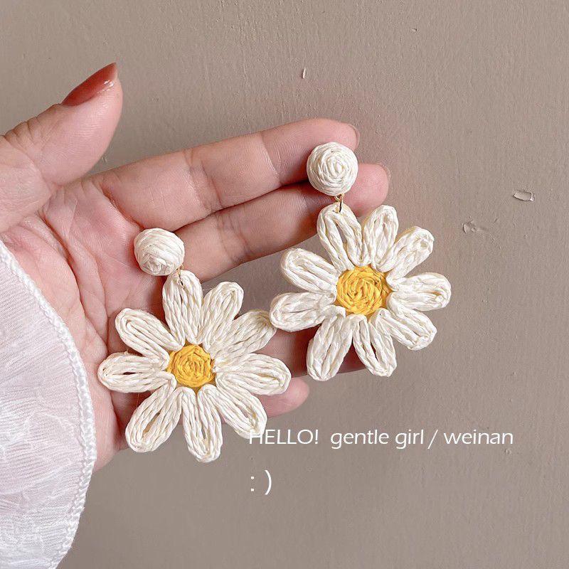 Colorful Dopamine Fabric Beaded Earrings – Women's Studs, Seaside Vacation Style, Ear Clips