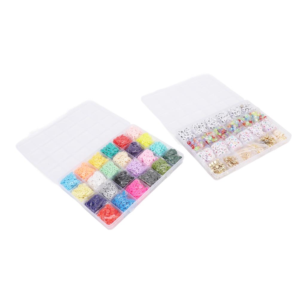 48 Grids Letter Beads Friendship Bracelet Set 24 Colors Clay Beads Jewelry Making Beads Set for 6‑12