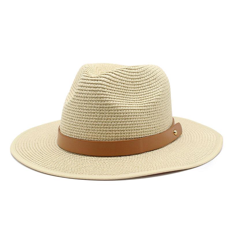 Men'S Jazz Rim Hat Summer Travel Vacation Beach Hat Sun Hat Panama Rim Hat