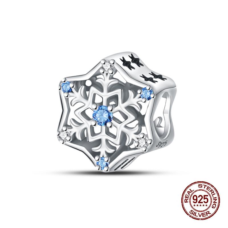 Ice Snow Fairy Charm Bead Charms Copper Snowflake Luminous Crystal Ball Bead Charms Compatible With 3mm Authentic Bracelets Do It Yourself Jewellery B