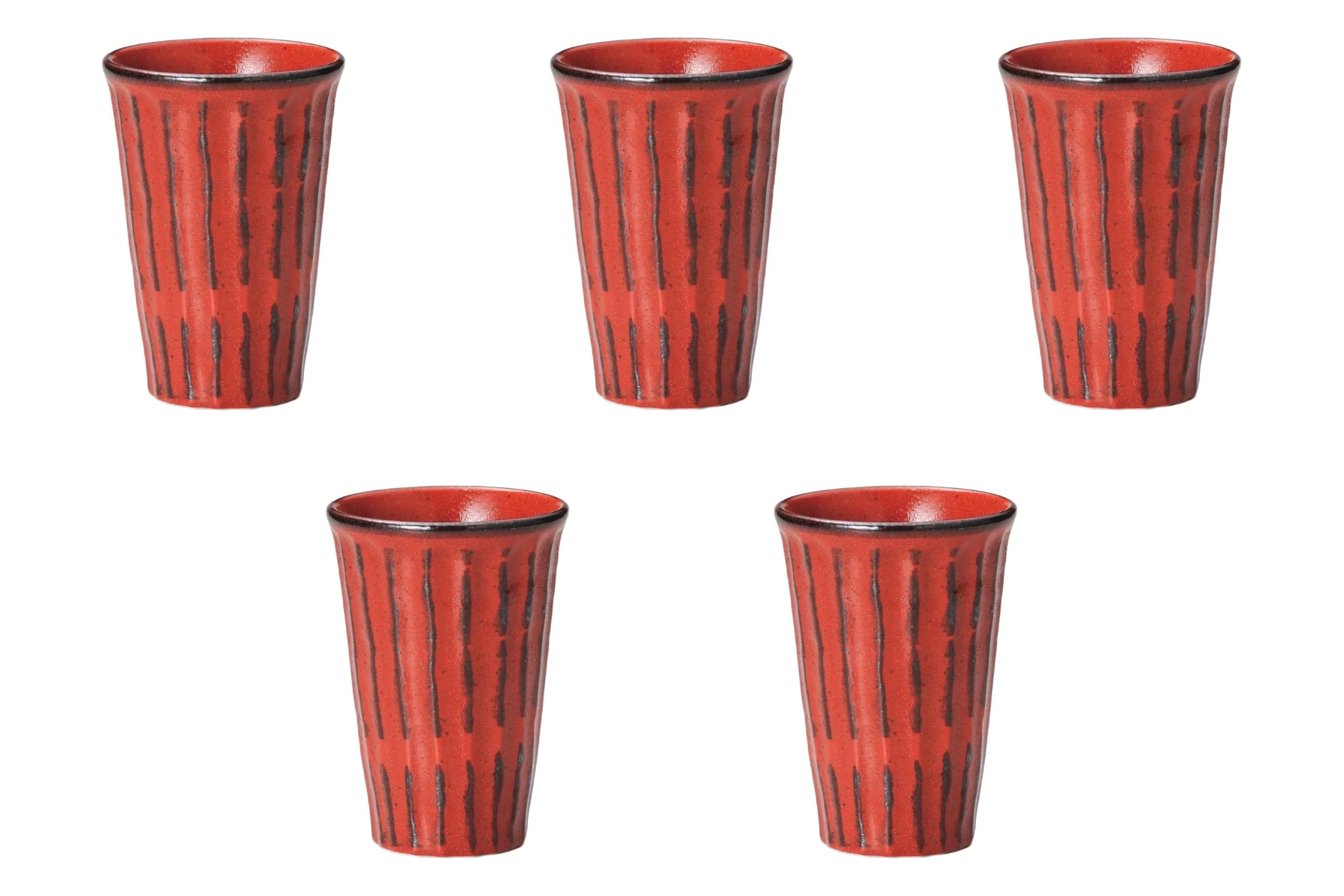 

Set of 5 Yuzu Black Magna Shaved Tumblers x 12cm Shochu Cup Setomonohonpo [8.5 (300cc)]