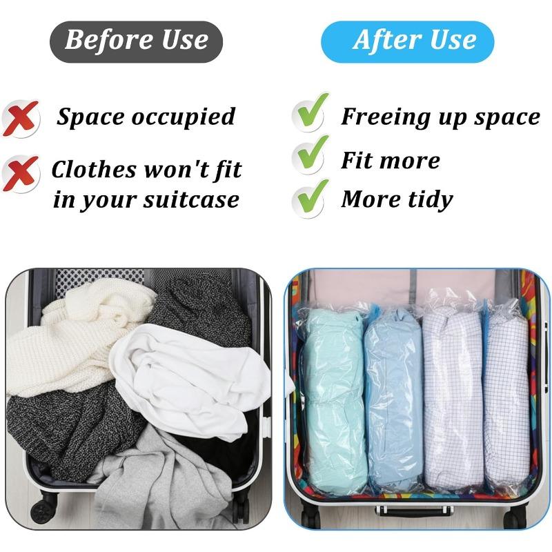 Compression Bags for Travel Space Saver Vacuum Storage Bags No Pump Needed for Clothes Luggage Home Organizer Cruise Camping Accessories