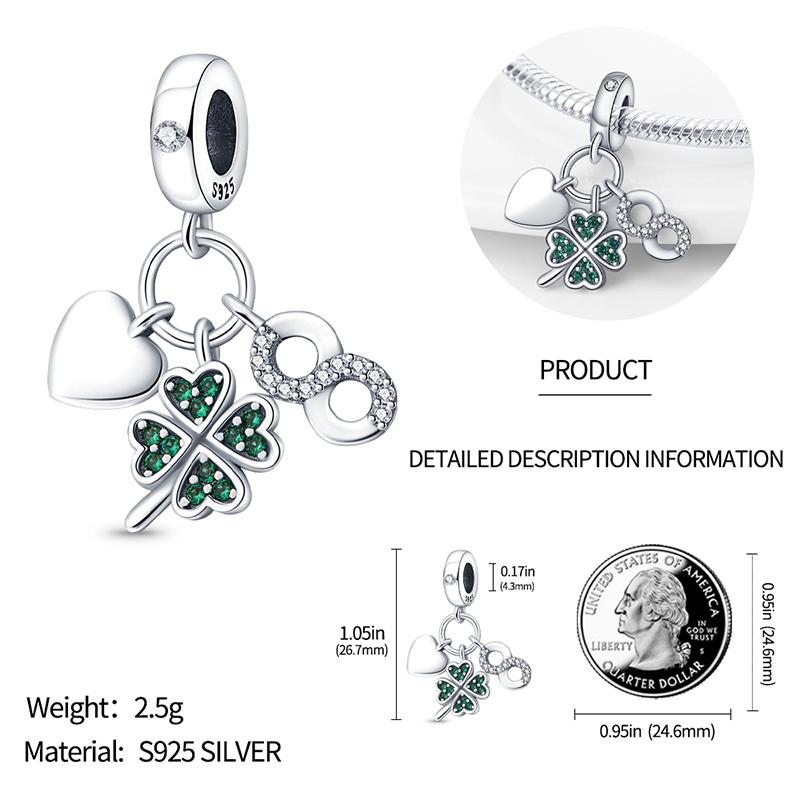 Copper Lucky Four Leaf Clover Series Charms Beads Fit Original Fine Braceletsdiy Jewelry Gifts Accessory