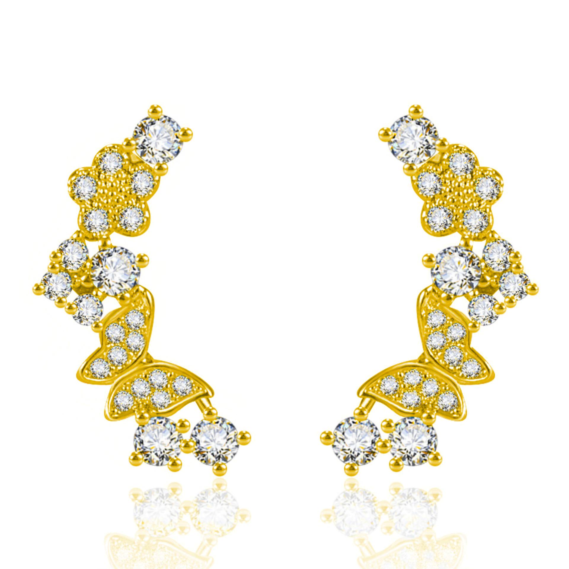 

Элегантные серьги с японско-корейским бантом и бабочкой из циркония и бриллиантов