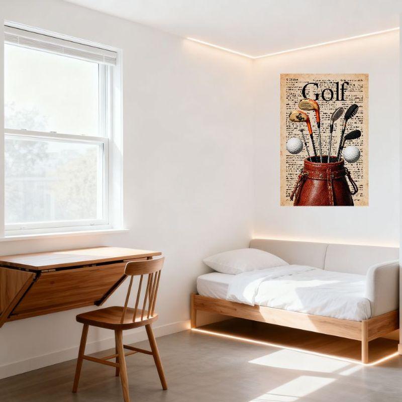 Vintage Golf Collage Metal Tin Sign - Retro Golf Bag, Clubs, Balls & Newspaper Artwork - Man Cave Bar Pub Wall Decor, Home Sport