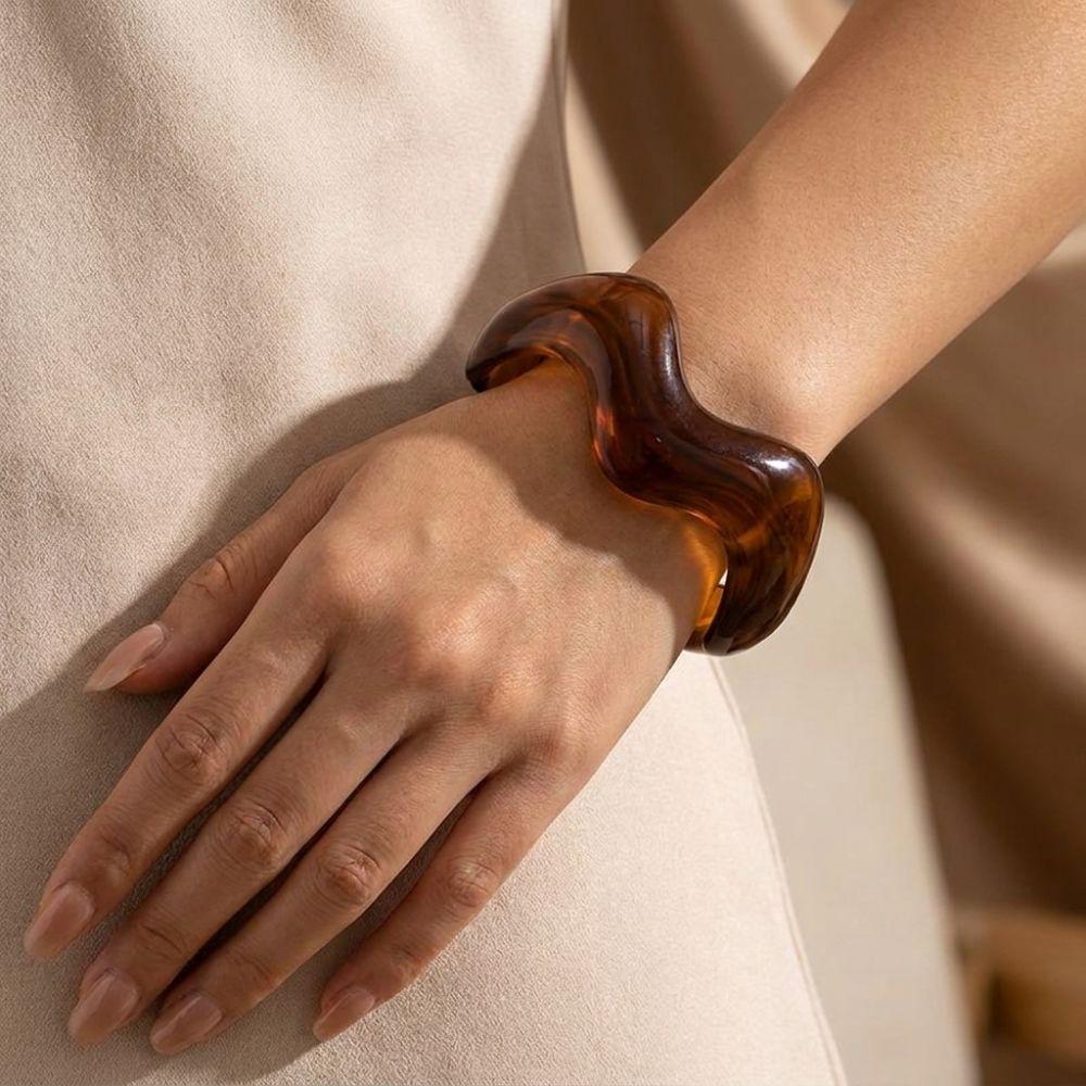 3Pcs/Set Irregular Wavy Cuff Bangle Set Geometric Twist Stackable Bracelet  Trendy Jewelry