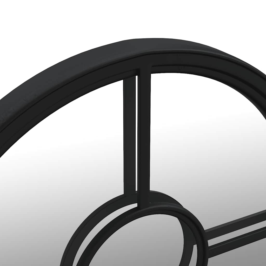 Garden Mirror Black 40x4 Cm Iron Round
