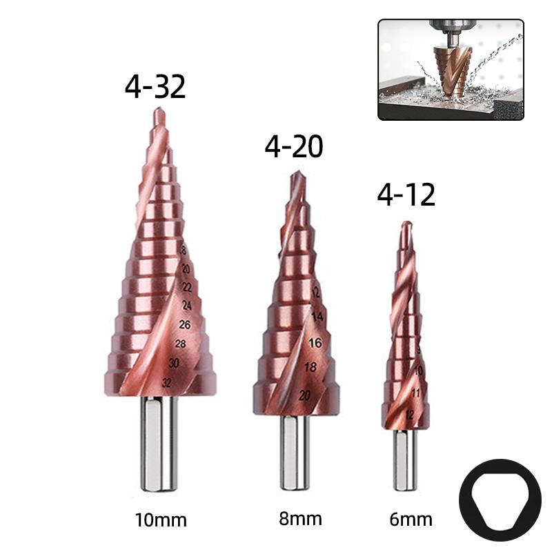 Wiertło stopniowe HSS M35 kobaltowe Rowek spiralny Hex Narzędzie do wiercenia ze stali nierdzewnej Broca Metalowy wiertło do otworów Drewna Stożek wiertniczy Otwór wiertniczy