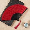 Breathable Lace Fabric Foldable Hand Fan Vintage Dancing Party Props Fabric Handheld Fan Home Decoration Festival Gift
