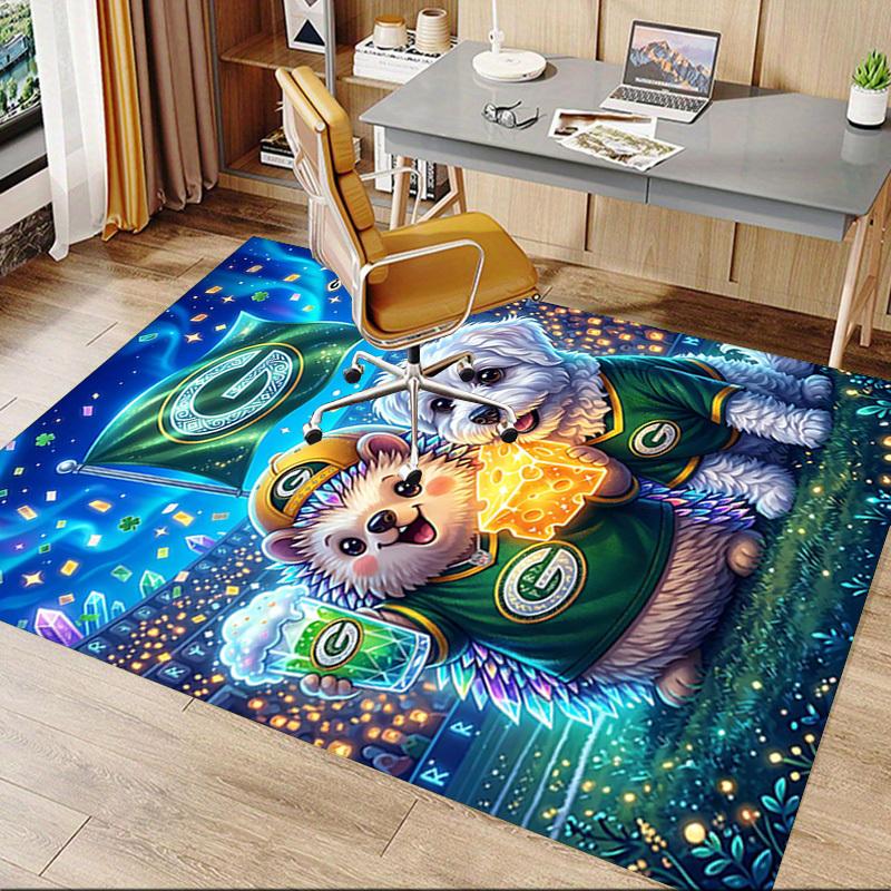 1PC Green Bay Packers, Cheesehead Non-Slip Floor Carpet Compatible for Office&Living Room&Bedroom&Dining room - Soft & Pattern-G0376