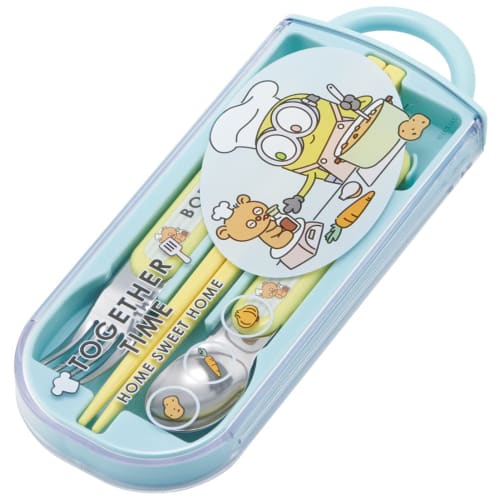 Skater Trio Set of Chopsticks, Spoon, and Fork (Minion 23) for Kids, Antibacterial, Made in Japan, TACC2AG-A