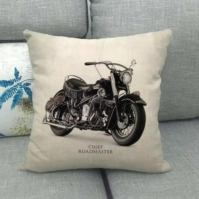Decorative Cushion Cover For Chair Industrial Style Motorcycle Printed Pillowcase Home Decor Sofa Living Room Throw Pillow Cover