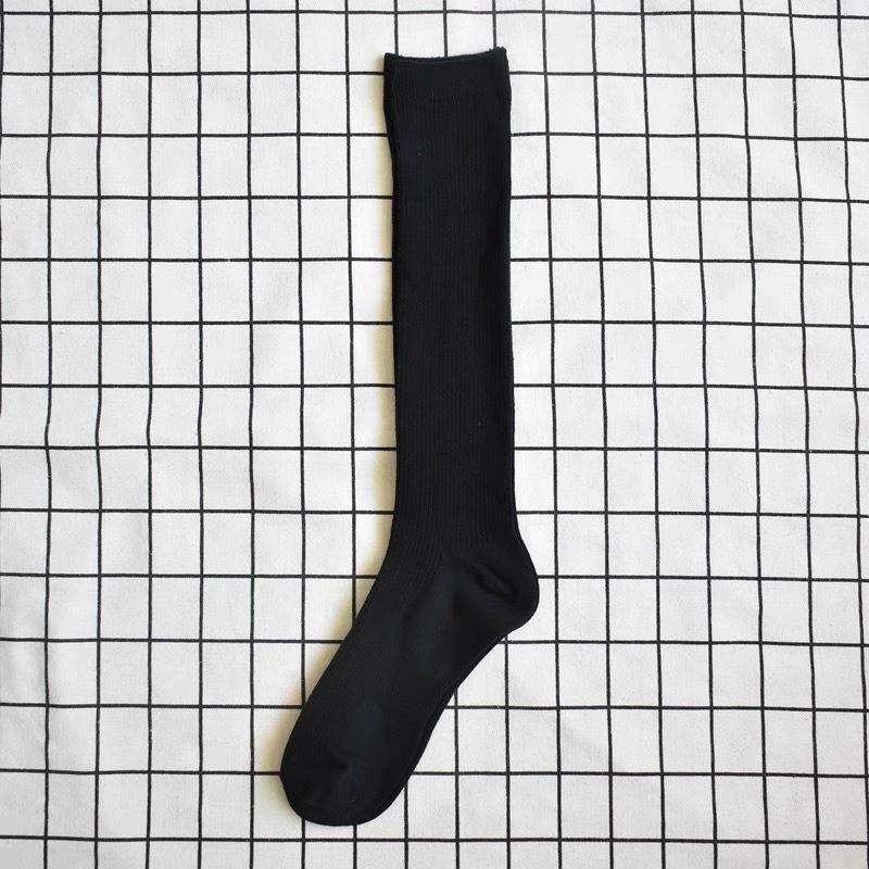 Ladies Spring and Autumn Assorted Vertical Stripe Solid Color Pressure Tube Calf Socks
