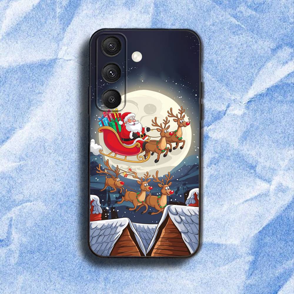 

Santa Claus Christmas Tree Phone Case For Samsung S 25,24,23,22,30,21,10,9,Ultra,Plus,Lite,FE,4,5G Black Soft Case samsungS235G