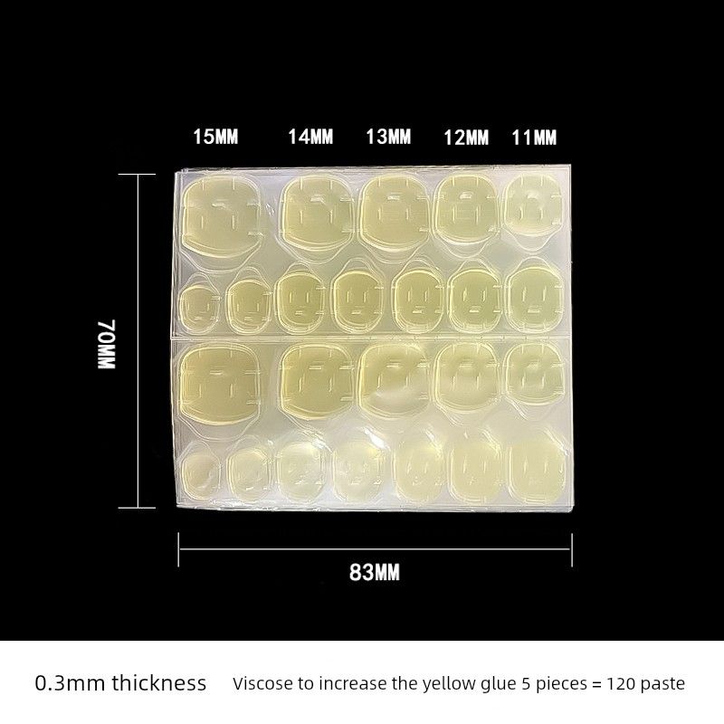

Ultra-Thin Jelly Glue Nail Stickers High Viscosity Fake Nails Double-Sided Wearable Nail Tip Patch Glue Durable Removable Yellow Gum Plus (Upgrade) 5 Pieces = 120 Paste