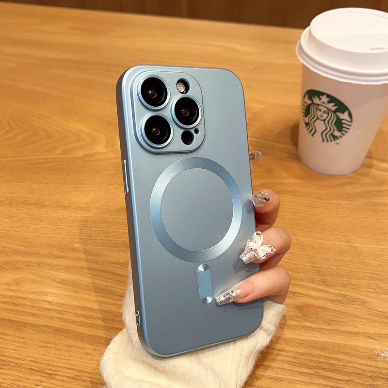 Applicable To IPhone 17 Metal Paint Magnetic Phone Case Skin Feeling Apple 16proMax Full Inclusive Anti Fall 15 Protective Case