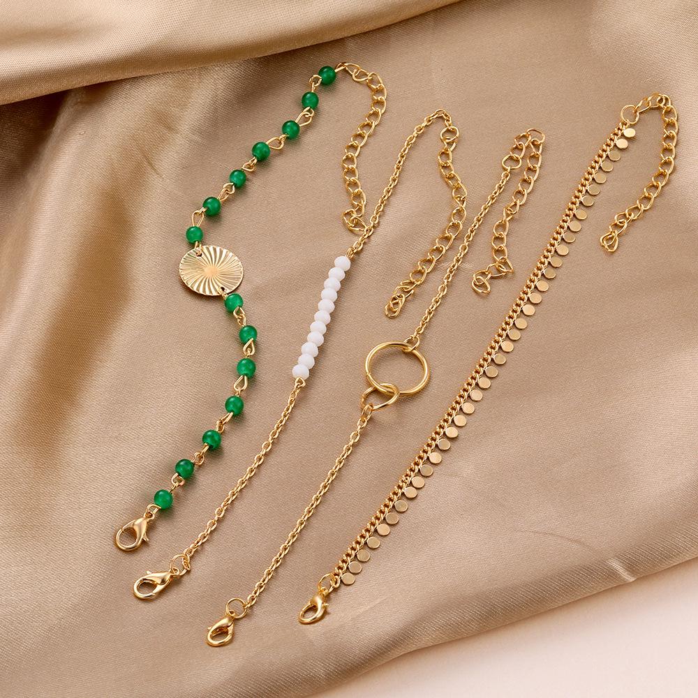 4-Piece Hip-Hop Cuban and Twisted Rope Chain Bracelet Set - European and American Punk Metal Jewelry Gift