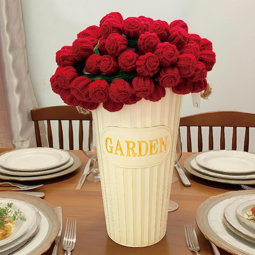 Crochet Flowers Bouquet Blanket Handmade Rose Blanket Round Floral Soft Romantic Gifts for Birthday Wedding Home Decor Bed Sofa-Finished Product