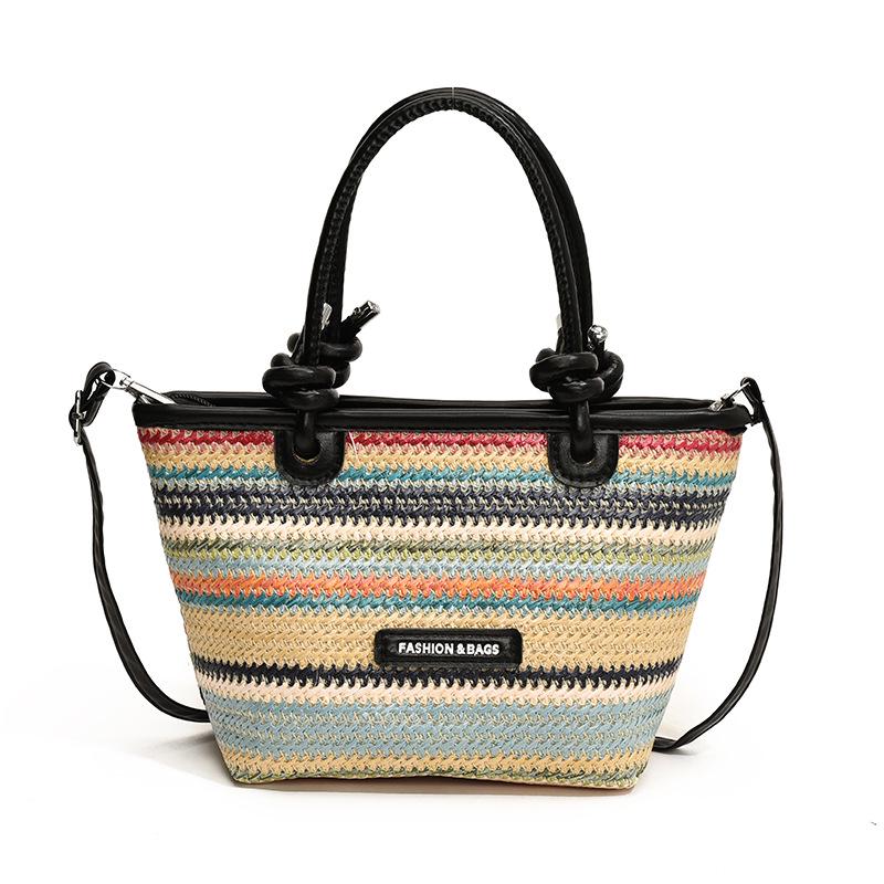 French Pastoral Style Women's Woven Straw Basket Bag - 2024 Retro Casual Mori Handbag