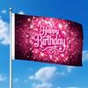 2D Flat - 2D Flat - Single Large Flag Glowing Happy Birthday Text with Pink Disco Sparkle And Glitter 2D Flat Printing Festival Celebration Design Sin