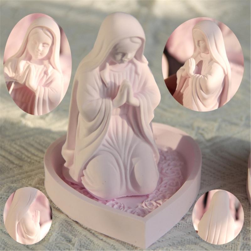Heart Silicone Tray Mold Heat Resistant Easy Demolding Heart Plate Silicone Mould For Rosary Stand Soap Jewelry Tray