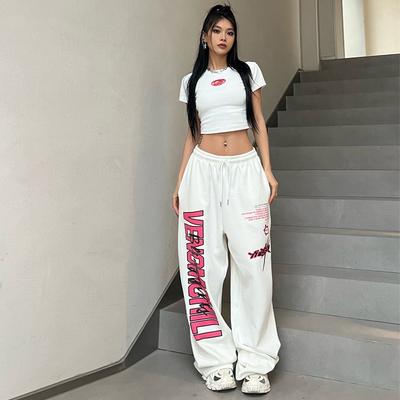 Pantaloni Larghi a Vita Alta da Donna con Stampa Grande Vestibilità Larga Pantaloni Casual in Viscosa Streetwear Abbigliamento Quotidiano