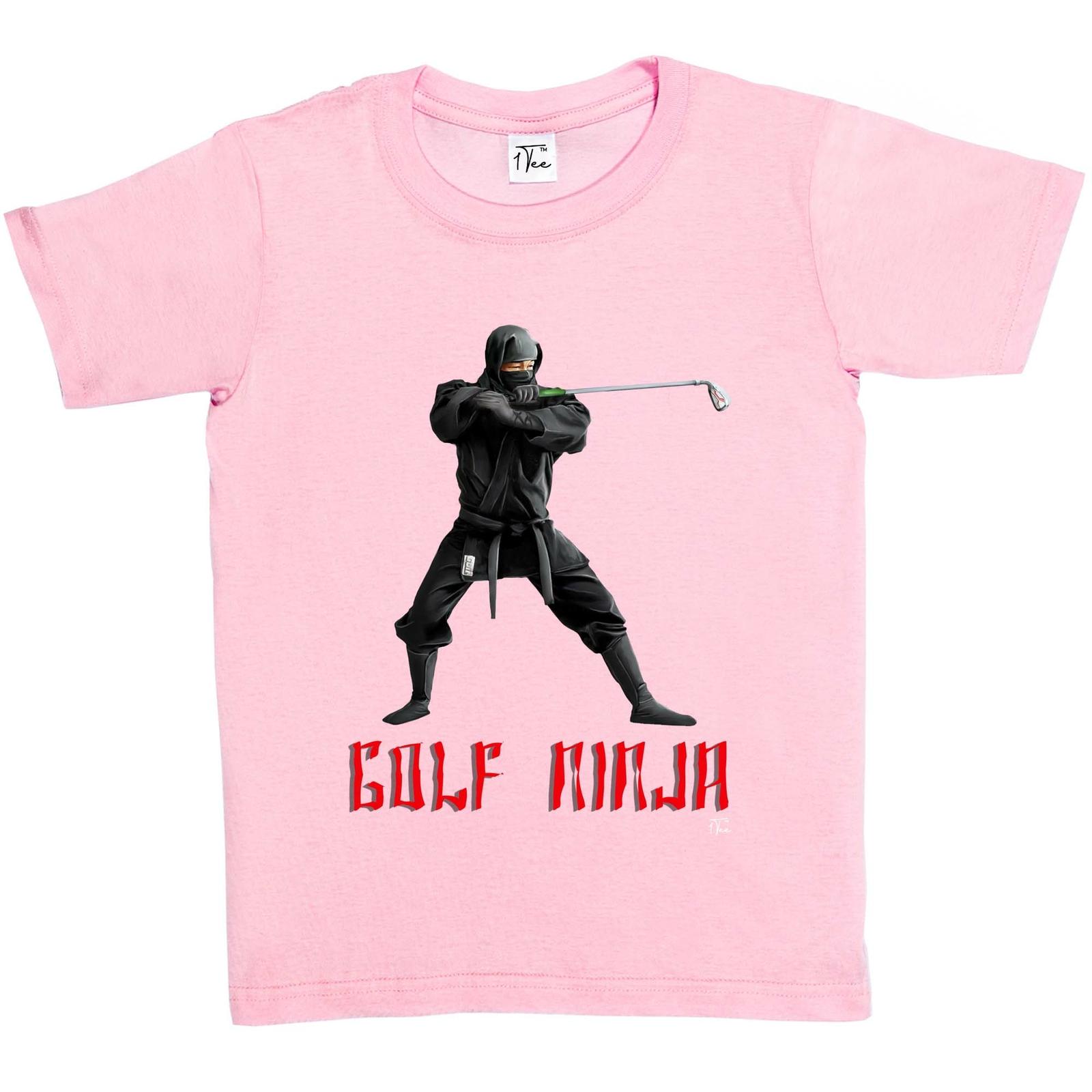 1Tee Kids Girls Golf Ninja Golfing T-Shirt S