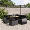 Vidaxl 6-Cz. Garden Furniture Set With Cushions, Black Poly Rattan