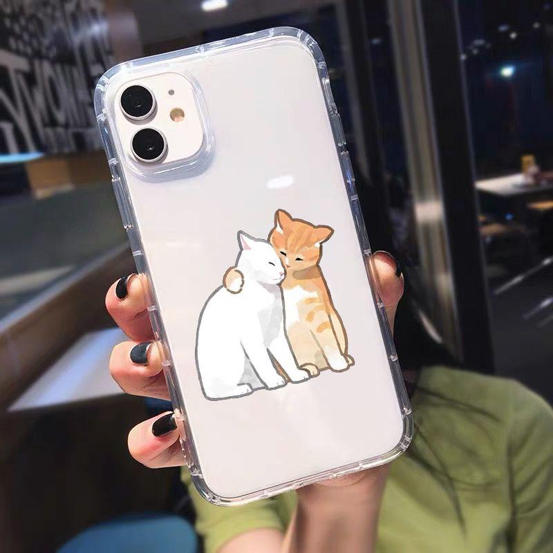 Funny Cartoon Cat Phone Case For iPhone 15 11 12 Pro Max 13 XR XS X 8 7 SE 14Plus Cute Animal Pattern Clear Soft TPU Cover Shell