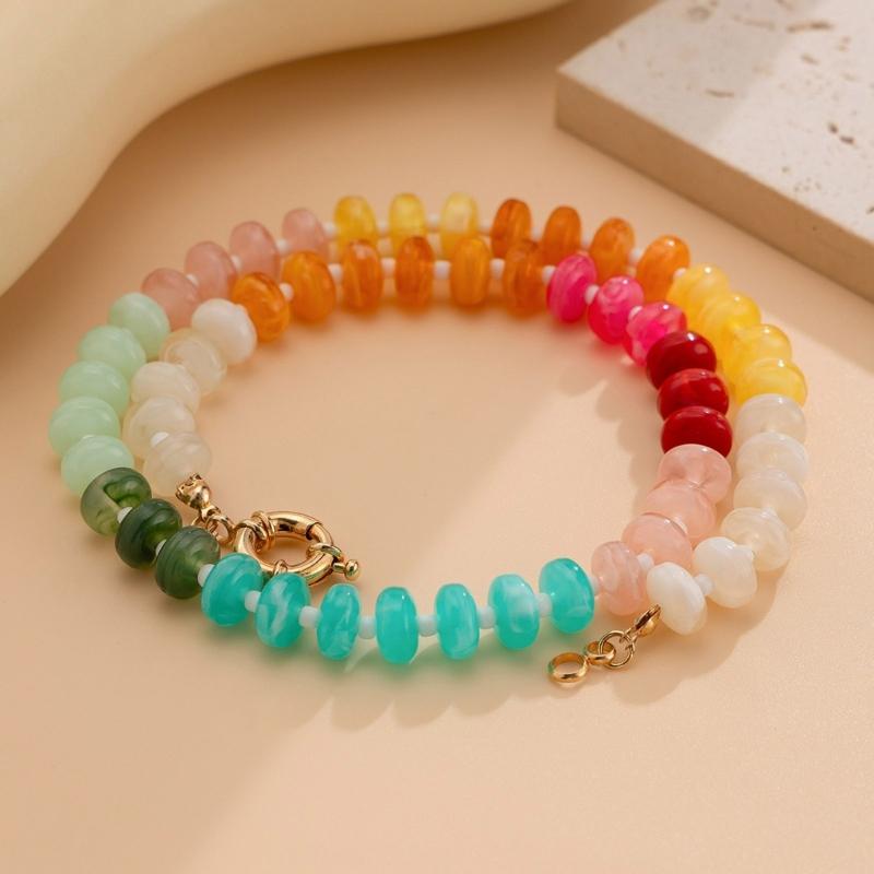 Colorful Acrylic Bead Necklace Trendy Accessory for Casual Party Stylish Outfits