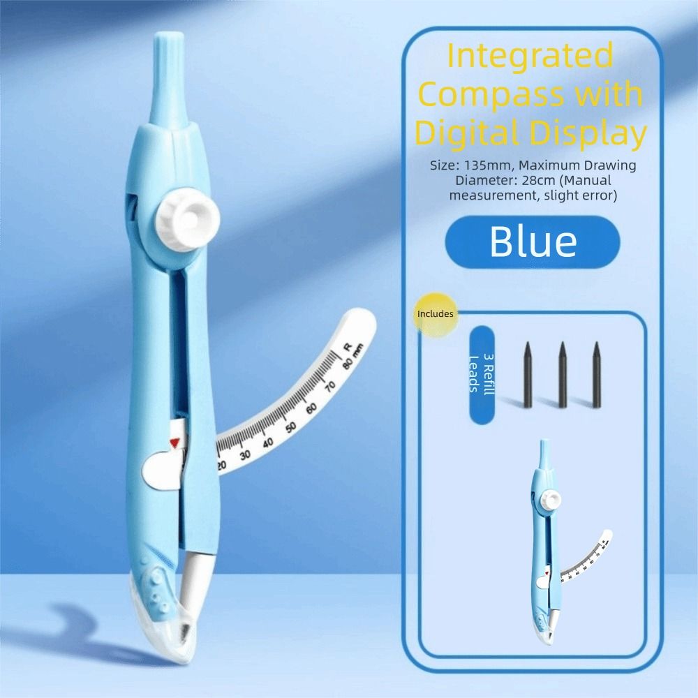 Digital Lock-Distance Drawing Compass Precise No Metal Geometry Compass Safe Replaceable Lead Circle Drawing Gauge