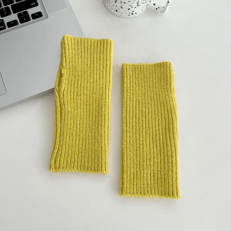 Winter Warm Gloves Knitted Mittens Soft Warm Fingerless Gloves Women Fashion Solid Color Half Finger Gloves Winter Accessories