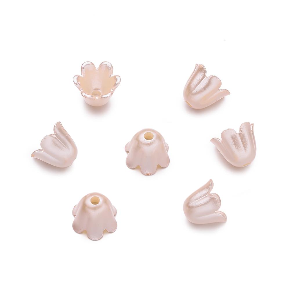 50pcs ABS Artificial Pearls Chime Flowers Beads Spacer Loose Beads for DIY Bracelets Necklaces Jewelry Making Craft Supplies