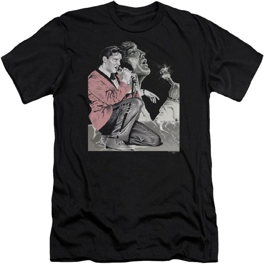 Elvis Presley - Mens Rock N Roll Smoke Premium Slim Fit T-Shirt S