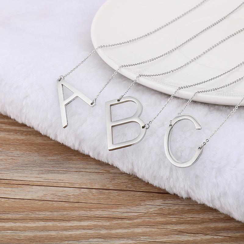 Kalen Clavicle Necklace: 26 English Letter Titanium Steel Necklace for Women - Simple and Elegant Design