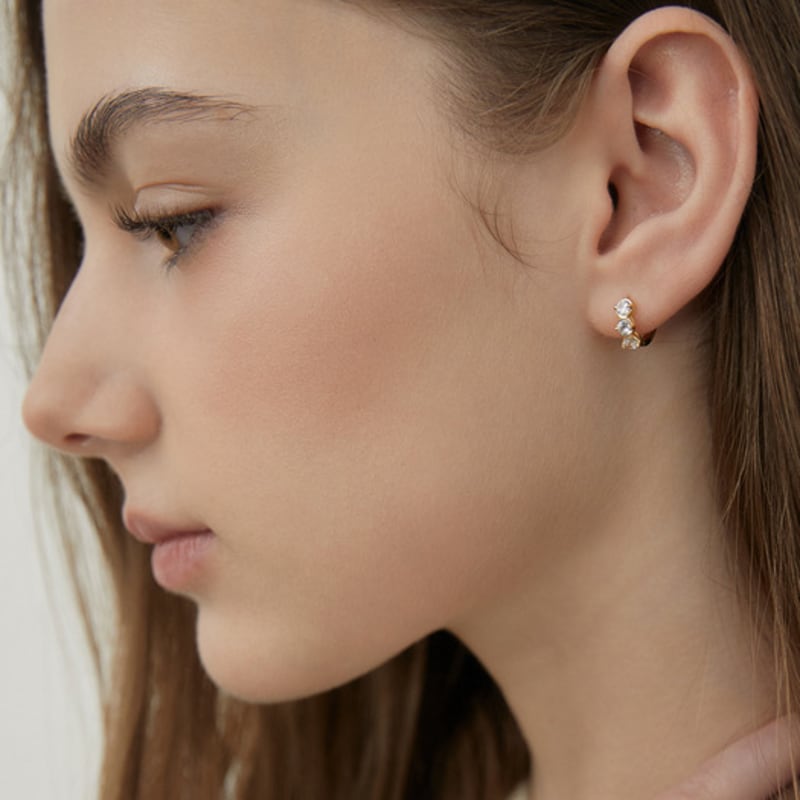 Tatiana (925 Silver) Crystal A-Line Hoop Earrings EC3160