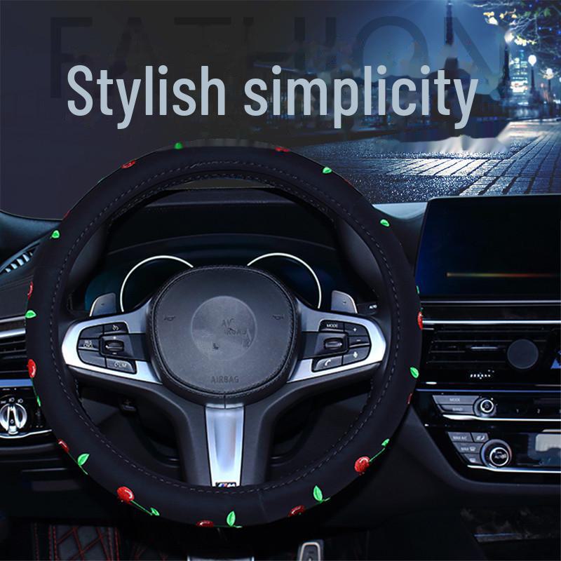 Universeller bestickter Lenkradbezug für Männer und Frauen - Ganzjahres-Autoinnendekor